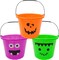3 Pack Halloween Trick or Treat Buckets (Orange, Pink, Green) - 1"L x 1"W x 1"H